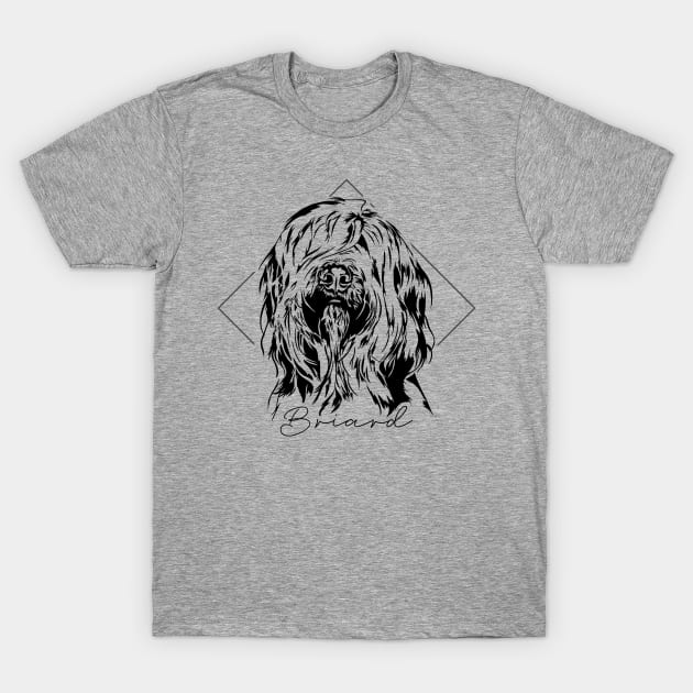 Briard Berger dog Portrait T-Shirt by wilsigns